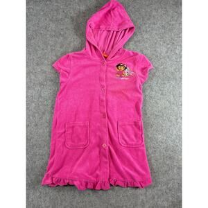 Vintage Nickelodeon Dora And Boots Hooded Swimsuit Cover Up Girls 2X Pink Y2K